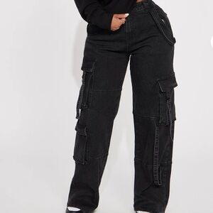 Desi Mineral Wash Cargo Pant - Black